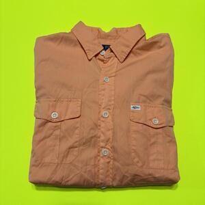 Polo Ralph Lauren Shirt Mens Large Orange Beach Twill Stretch Long Sleeve Pony